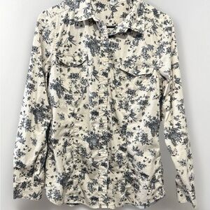 Daniel Rainn Cream and Gray Floral Button Down Shirt